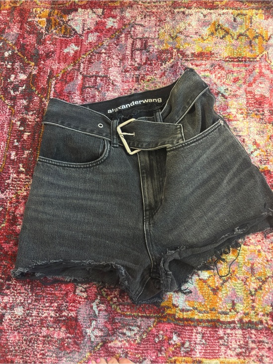 Alexander Wang Pants - Authentic Alexander Wang Black High-Rise Frayed Hem Denim Shorts